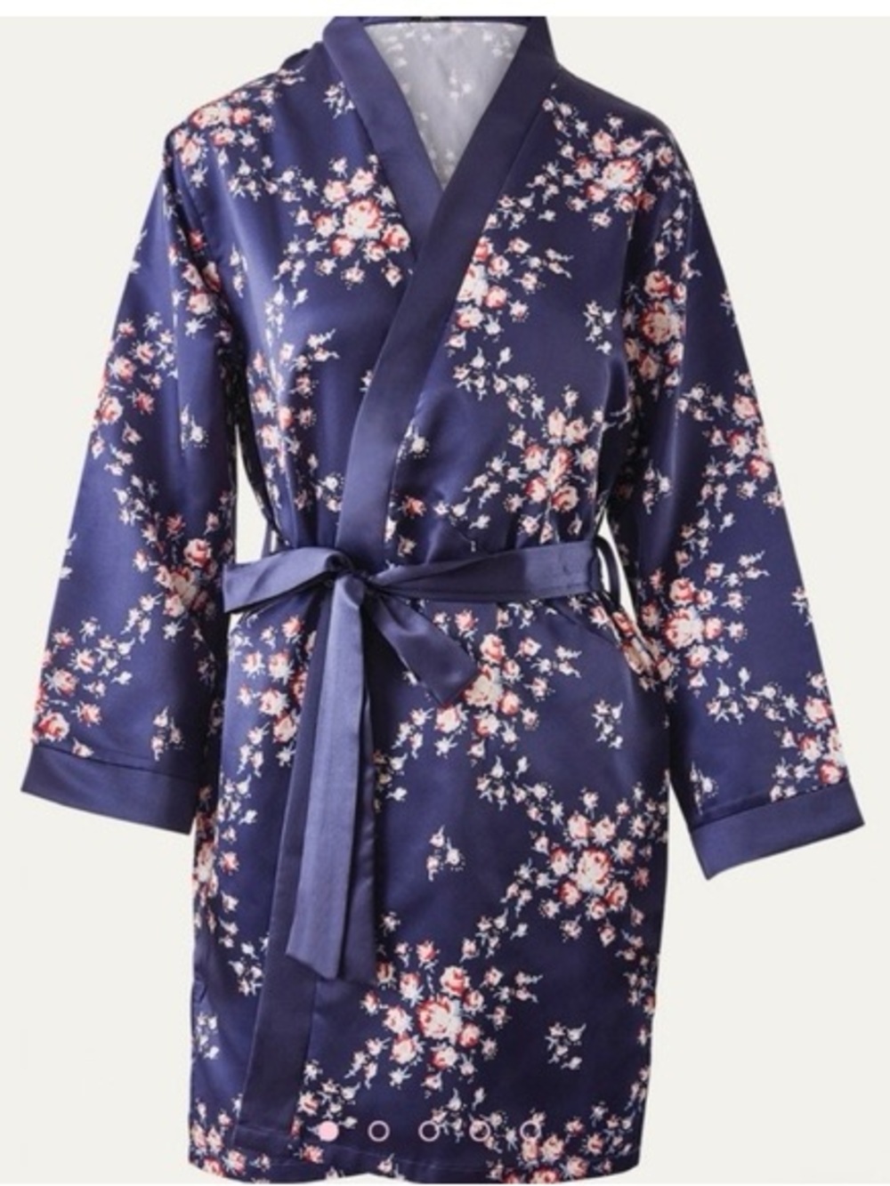 Morgan Lane Allie Robe Navy Floral Print- Size Large/XLarge